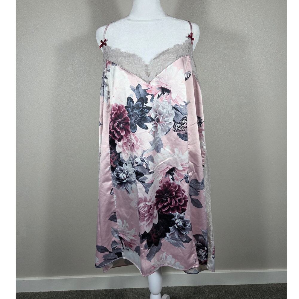 Cacique Pink Floral Fairy Whimsey Lace Slip Nightgown Size 22/24